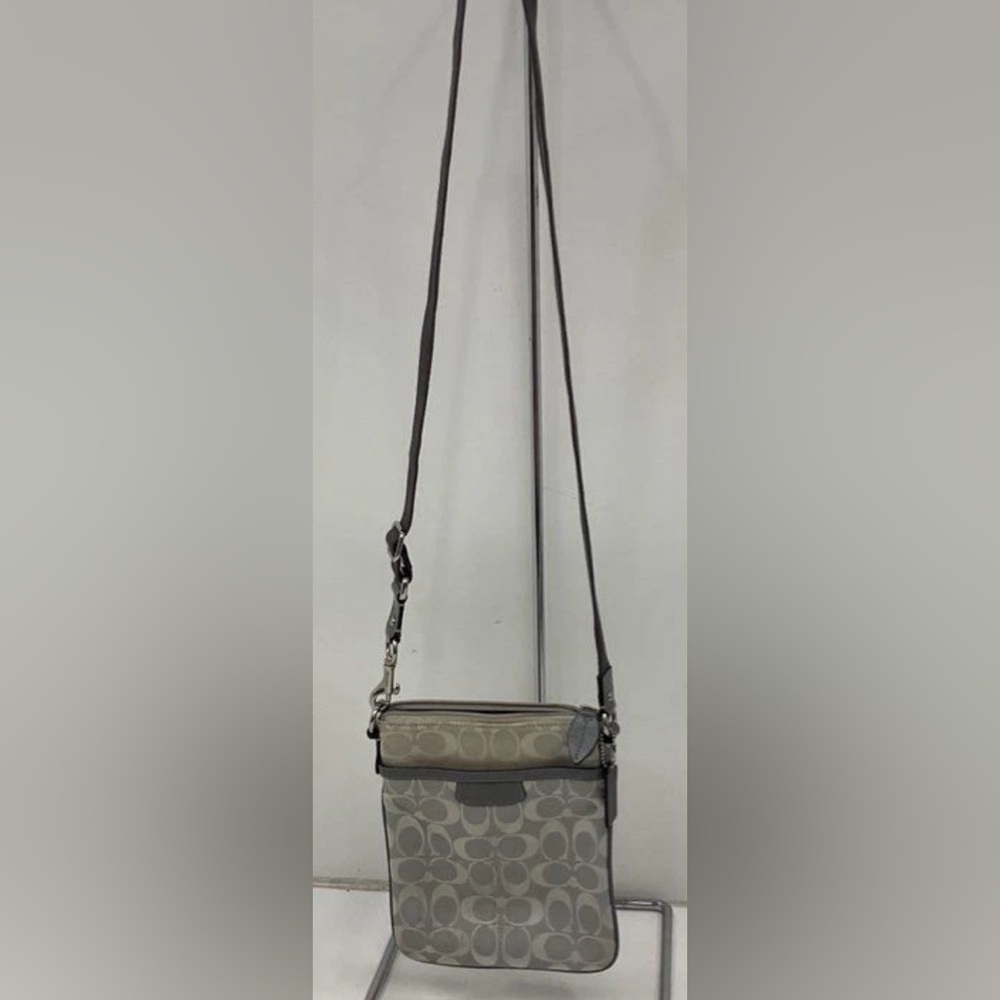 Coach Beige and Brown Signature Crossbody Bag